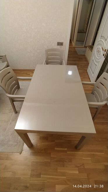 işlenmiş stol stul: Yeni, Dördbucaq masa, 6 stul, Açılmayan, Stullar ilə, Plastik