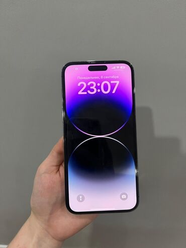 apple monitor: IPhone 14 Pro Max, Б/у, 512 ГБ, Deep Purple, Защитное стекло, Чехол, 87 %