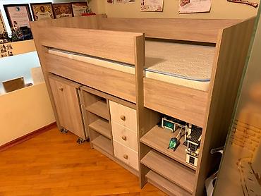 Uşaq mebeli: Uşaq üçün funksional loft tipli çarpayı və saxlama modulu dəsti - — 4
