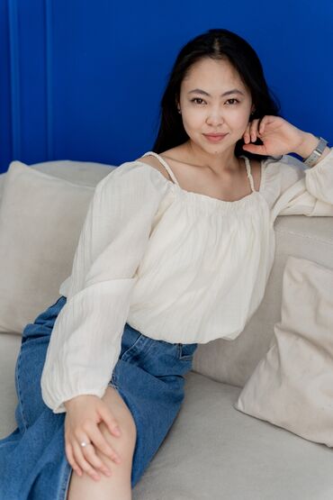 женские блузки из китая: Блузка, Крестьянка, Solid print, Узартылган модель