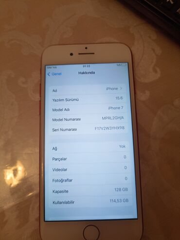 Apple iPhone: IPhone 7, 128 GB, Qırmızı, Barmaq izi
