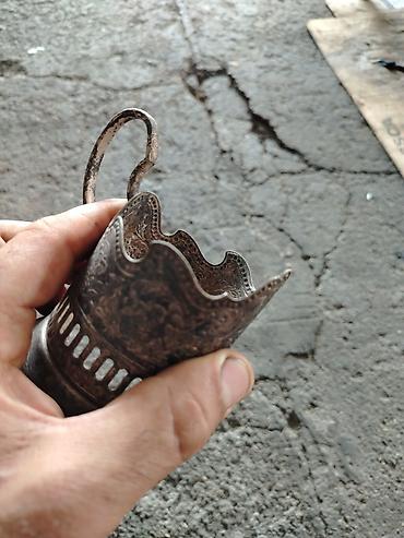 Süfrə aksesuarları: Antik metal stəkanaltı (podstakannik) - Material: metal ərintisi - — 3