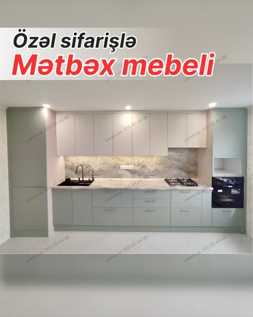 optimal metbex mebelleri: Özəl sifarişlə hazırlanmış müasir mətbəx mebeli - Modul konstruksiya