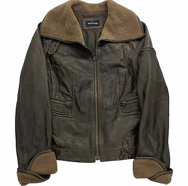 брелок нож: Кожаная куртка Massimo Dutti с утеплённым воротником и манжетами из — 1