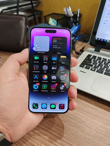 Apple iPhone: IPhone 14 Pro Max, 256 GB, Deep Purple, Zəmanət, Simsiz şarj, Face ID