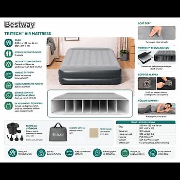 ucuz drel: Bestway 67630 Tritech Şişmə Yataq, Queen Size (203 × 152 × 46 sm) — 1