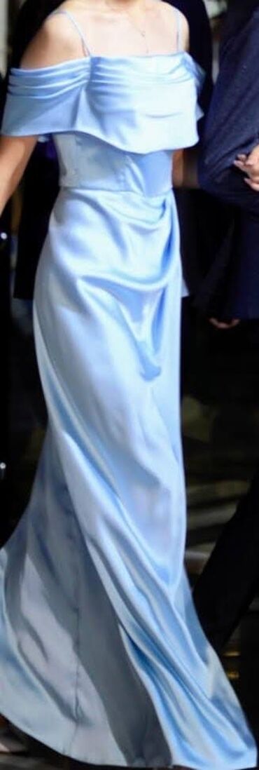 вечернее платья из атлас: Вечернее платье, Длинная модель, Без рукавов, S (EU 36)