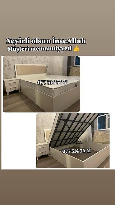 Açılan bazalı çarpayı və komod dəsti - Müasir dizaynlı, yumşaq