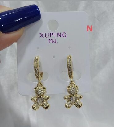 Bijuteriya dəstləri: Xuping M&L bijuteriya kolleksiyası – zərif qızılı rəngdə sırğalar — 1