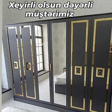 qapı mdf: Yeni, 6 qapı, Güzgülü, Boz, Açılan, Düz dolab — 1