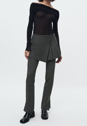 женские юбки в складку: Брюки Zara, M (EU 38), цвет - Серый