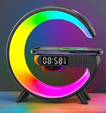 RGB “G” formalı masaüstü saat-lampa və simsiz şarj qurğusu (3‑ü 1-də)