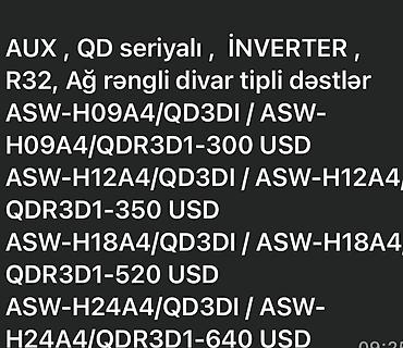 bk kondisoner: AUX QD seriyalı inverter kondisioner – ağ rəngli, divar tipli split — 2