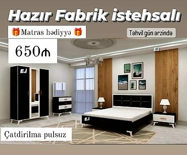 Ev və bağ: İkinəfərlik çarpayı, 2 tumba, Dolab, Komod, Yeni — 3