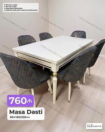 Masa Dəsti – 90×160/200 sm - Mexanizm: Açılan (uzadıla bilən) masa -