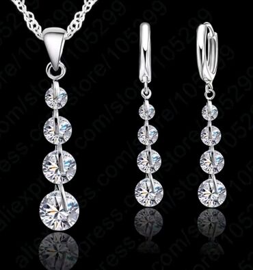 nakit od hirurskog celika – слике: Set: Minđuše, Ogrlica, Privezak, Materijal: Kristal