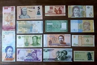 Kolleksiya üçün 14 müxtəlif ölkələrdən kağız pul dəsti – Dünyanın