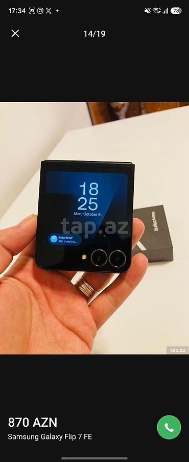 plus: Samsung Galaxy Z Flip7 FE, 128 GB, rəng - Qara, Face ID — 10