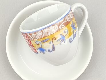 Filiżanka do kawy espresso z podstawką, wykonana z białej porcelany