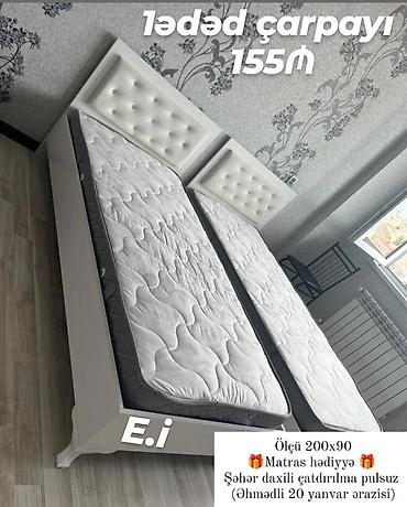 Ev üçün mebel: Məhsul: Tək nəfərlik çarpayı - Ölçü: 200 x 90 sm - Rəng: ağ (yumşaq — 1