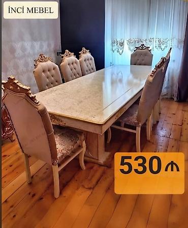 kreslo tek: Qonaq otağı üçün, Yeni, Açılmayan, Dördbucaq masa, 6 stul — 1
