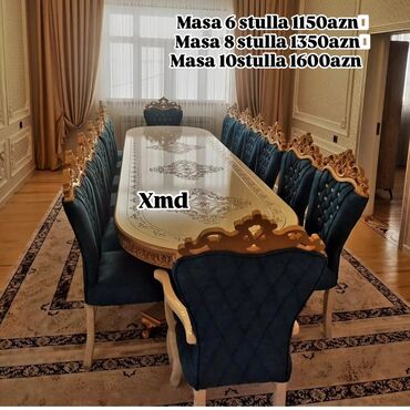 Divan və kreslo dəstləri: Qonaq otağı üçün, Yeni, Açılmayan, Oval masa, 6 stul