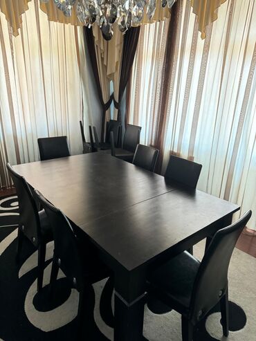 kürsü masası: Qonaq otağı üçün, İşlənmiş, Açılan, Dördbucaq masa, 10 stul, Türkiyə