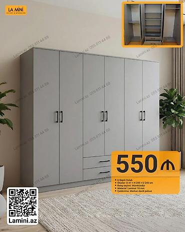 Ev və bağ: 6 qapılı dolab - Ölçülər: dərinlik 47 sm × hündürlük 200 sm × uzunluq — 1