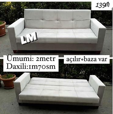 acılıb yığılan divan: Açılan mexanizmli divan/çarpayı. - Ölçü: ümumi uzunluq 2 metr, daxili — 1