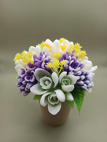 Декоративные цветы: Декоративные мини-букеты ручной работы в кашпо - Композиции из — 3