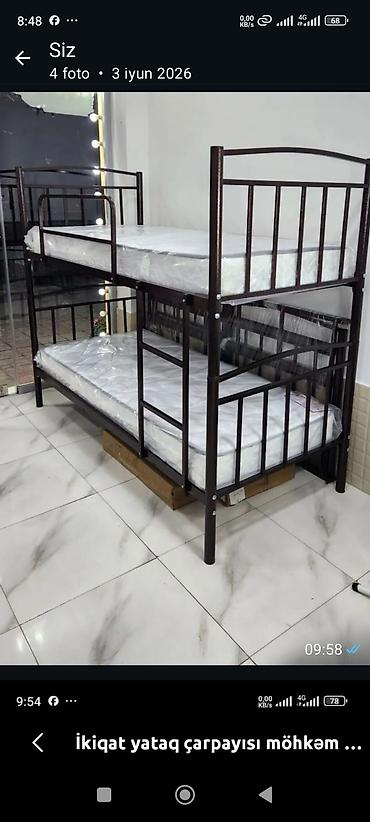 Uşaq mebeli: İkiqat metal çarpayı - Material: qalın divarlı metal boru/profil — 2