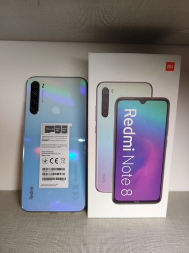 телефоны сокулук: Redmi, Redmi Note 8, 64 ГБ, түсү - Ак, 2 SIM