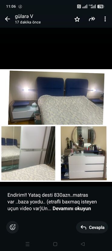 Divanlar: Endirim!! Yataq desti 830azn. matras var . baza yoxdu. (etrafli