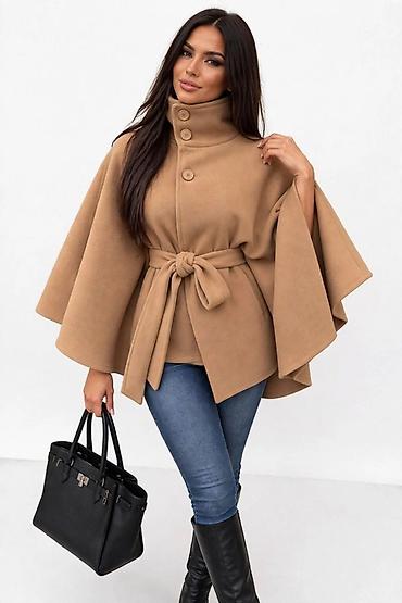 terranova helanke: Ženska elegantna kapa-pončo jakna sa pojasom - Model: kratki — 1