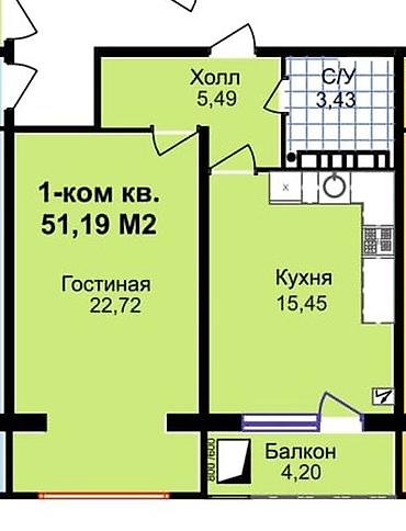 октябрьская: Студия, 52 м², ул. Горького / Алматинка 9 этаж, ПСО (под самоотделку) — 3
