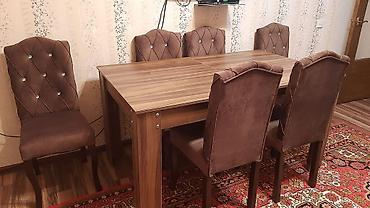 pc masa: Yemək otağı üçün masa və 6 ədəd stul dəsti. - Material: ağac — 1