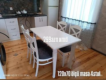 Masa və oturacaq dəstləri: Masa və 6 stul dəsti – Xmd • Komplekt: 1 yemək masası + 6 ədəd stul — 111