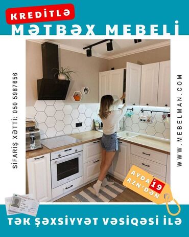Sifarişlə mətbəx mebeli: Sifarişlə mətbəx dəsti, Özü çəkən petlələr, Mat laminat, Kredit var, Pulsuz çatdırılma, Rayonlara çatdırılma — 8