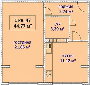 фламинго: 2 комнаты, 45 м², Киргизия 1 108 серия, 3 этаж, Евроремонт — 7