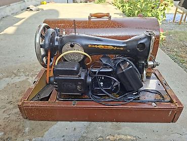 antik stul: Məhsul: Köhnə tip elektrik ayaq pedallı tikiş maşını (taxta daşıma — 1