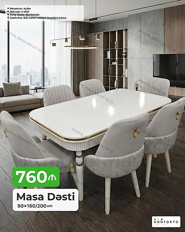 Masa Dəsti – 90×160/200 sm - Mexanizm: açılan (uzadıla bilən masa) -