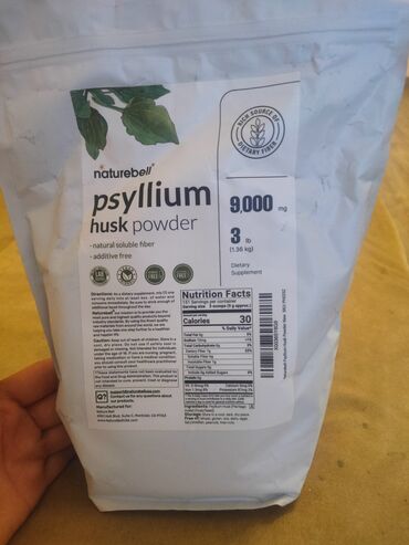 dəri cırılmaları üçün vasitələr: Psilium. Bu şəkil "Naturebell Psyllium Husk Powder" adlı məhsula