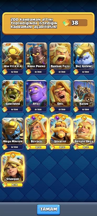 Digər kolleksiyalar: Clash Royale hesabı - Kral səviyyəsi: 62 - Kupa: 11 542+ - Qızıl: 91 — 4