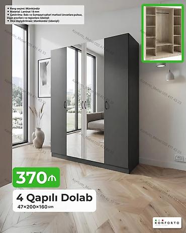 Dolablar: Məhsul: 4 qapılı dolab Ölçü: 47×200×160 sm Material: 18 mm laminat — 1