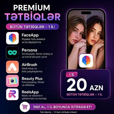 Digər xidmətlər: Premium Tətbiqlər – 1 illik istifadə paketi Bir ödənişlə 1 il ərzində — 1