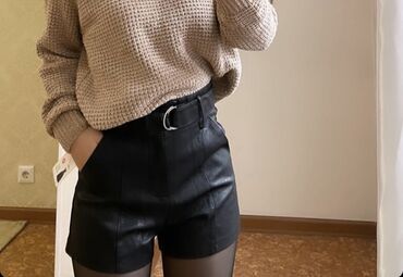 женские джинсовые шорты с поясом: Юбка-шорты, Короткая модель, Осень-весна, S (EU 36)