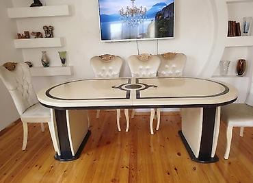 Qonaq otağı üçün, İşlənmiş, Oval masa, 6 stul