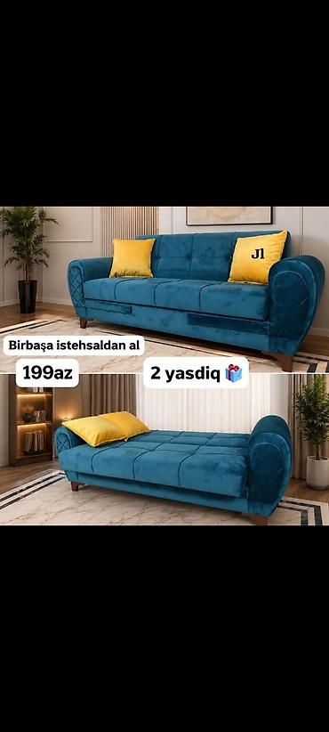 Transformasiya olunan divan – J1 model - Rəng: mavi (zəngin, samt lalafo.az -da Transformasiya olunan divan – J1 model - Rəng: mavi (zəngin, samt