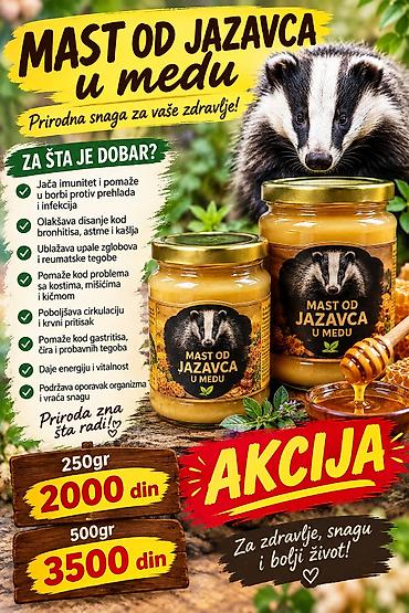Mast od jazavca u medu – prirodna snaga za vaše zdravlje Šta je to: - na lalafo.rs Mast od jazavca u medu – prirodna snaga za vaše zdravlje Šta je to: -