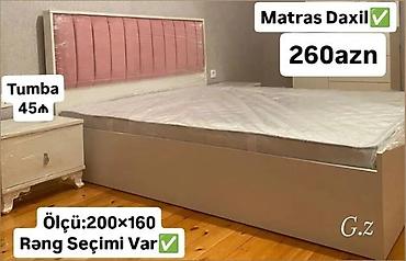 yataq matras: İki nəfərlik çarpayı – ölçü 200×160 sm. Yumşaq başlıq, zərif dizayn — 1